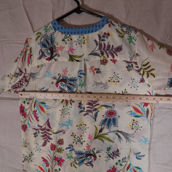 Talbots Tunic Style Blouse Womens Size XLP Pullover Floral Boho Semi Sheer - Picture 3 of 13